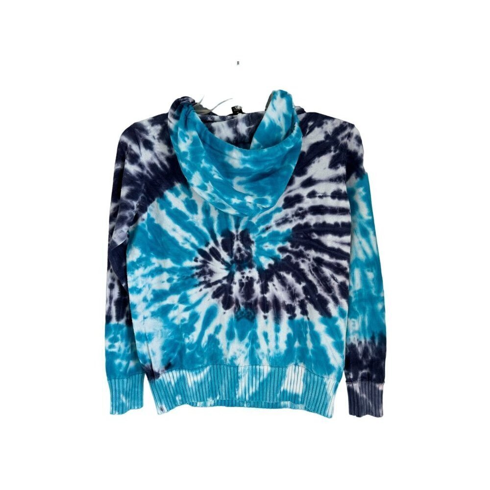 Aqua Sweatshirt Hood Tie Dye Blue Light Blue Cotton Blend Size Small
